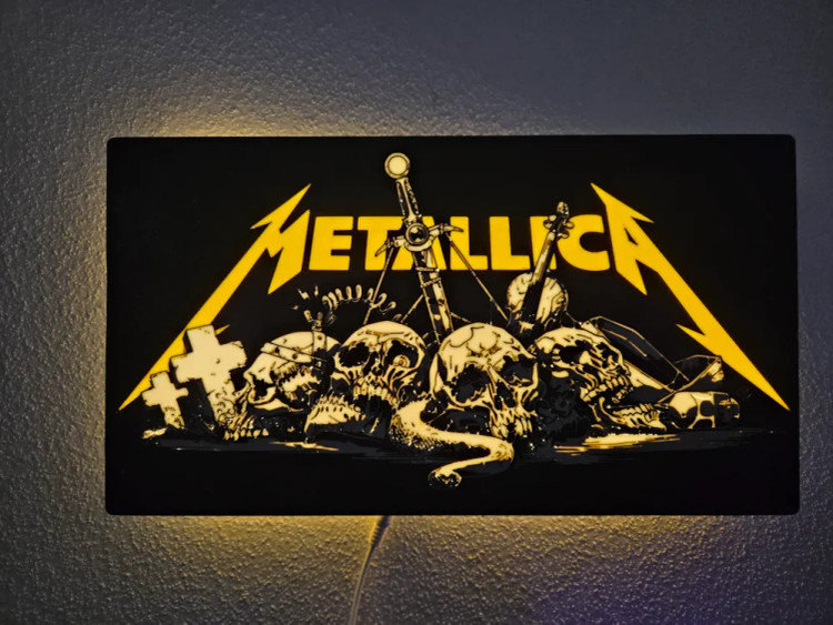 تابلو نوری سهبعدی متالیکا (Metallica) مدل دکور گیمروم و اتاق موسیقی LED